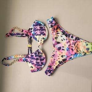 Zaful Multi Colored Animal Print Bikini